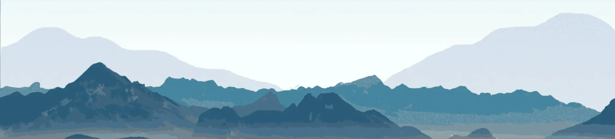 Blue tinted mountain range artwork.
